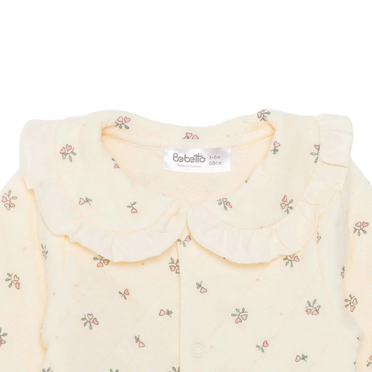 Bebetto Quilted Long Sleeve Baby Sleepsuit with Feet (Newborn to 6-9 Months) - Ecru