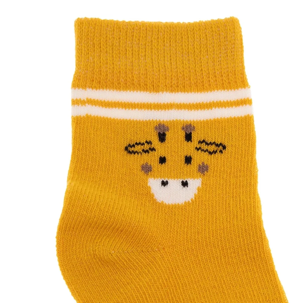HelloBaby 3 Pack Striped Animal Print Ankle Baby Socks (Newborn to 4-5 Years) - Mustard