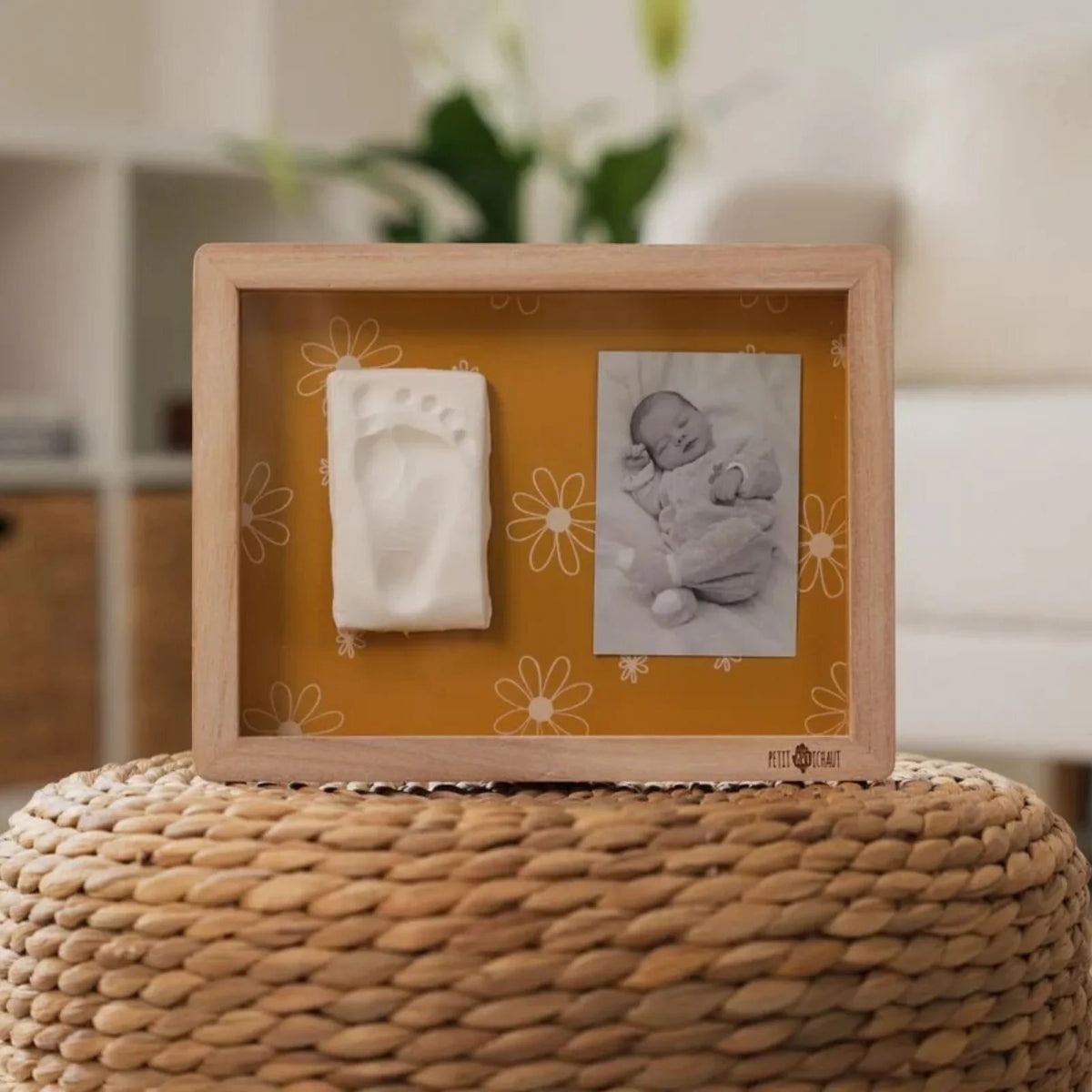 Petit Artichaut Classic Frame with Hand & Foot Imprints - Daisy Ochre