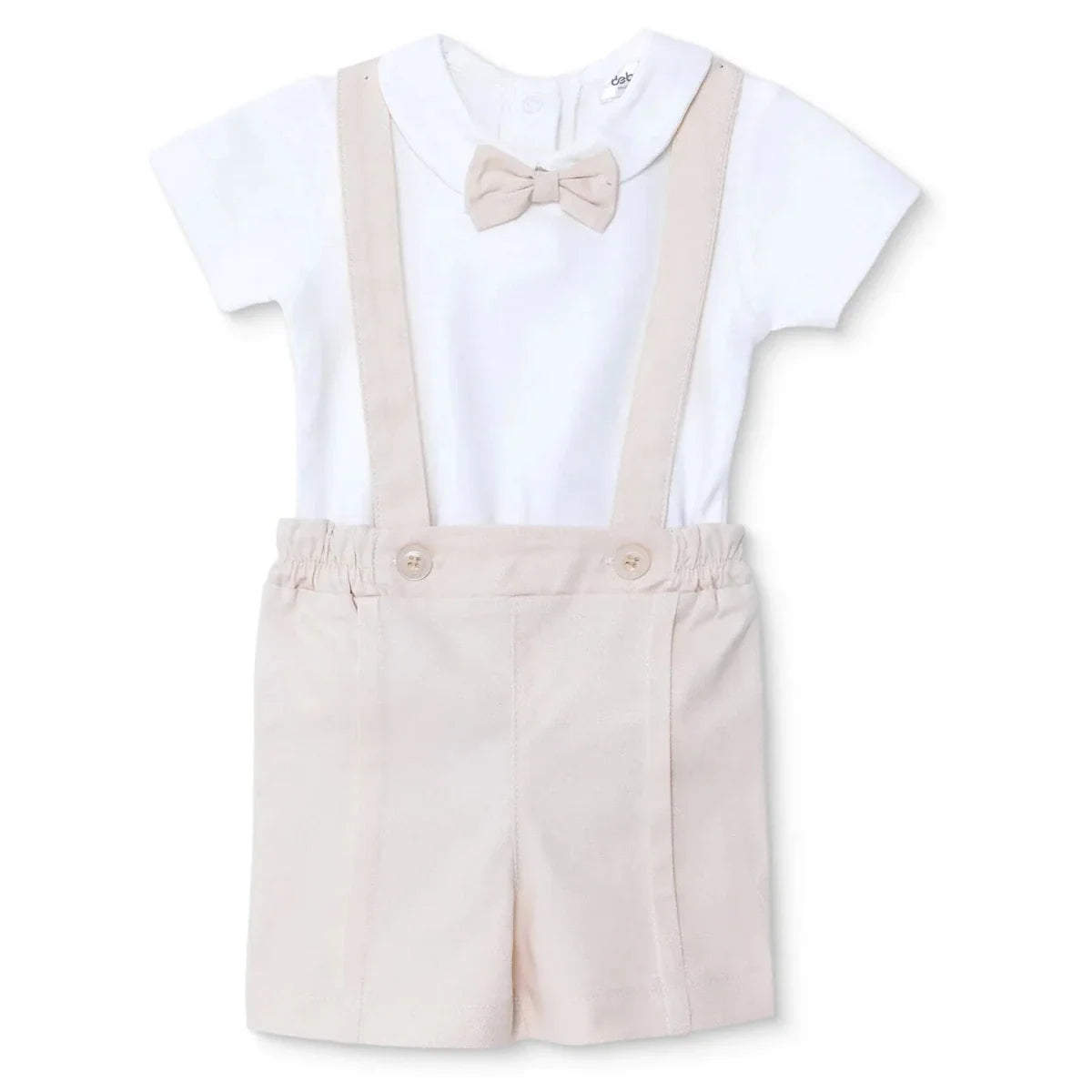 Bebetto Dungaree Baby Shorts & Short Sleeve T-Shirt Set (1-3 to 12 Months) - Beige
