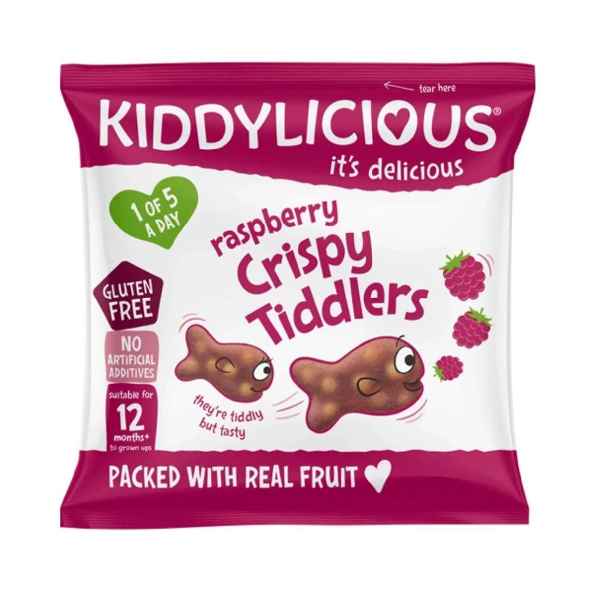 Kiddylicious Raspberry Crispy Tiddlers Multi 12+ months 48g (4x12g)