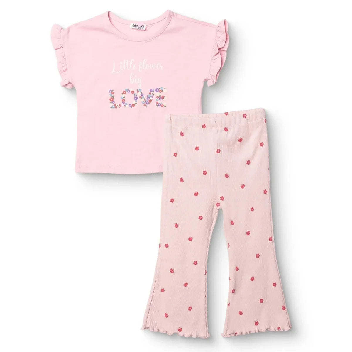 HelloBaby Short Sleeve Ribbed Baby Top & Leggings Set (6-9 Months to 4-5 Years) - Pink