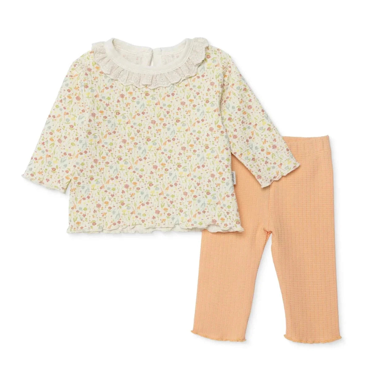 Bebetto Frill Neck Baby Sweatshirt & Leggings Set (1-3 Months to 12 Months) - Salmon
