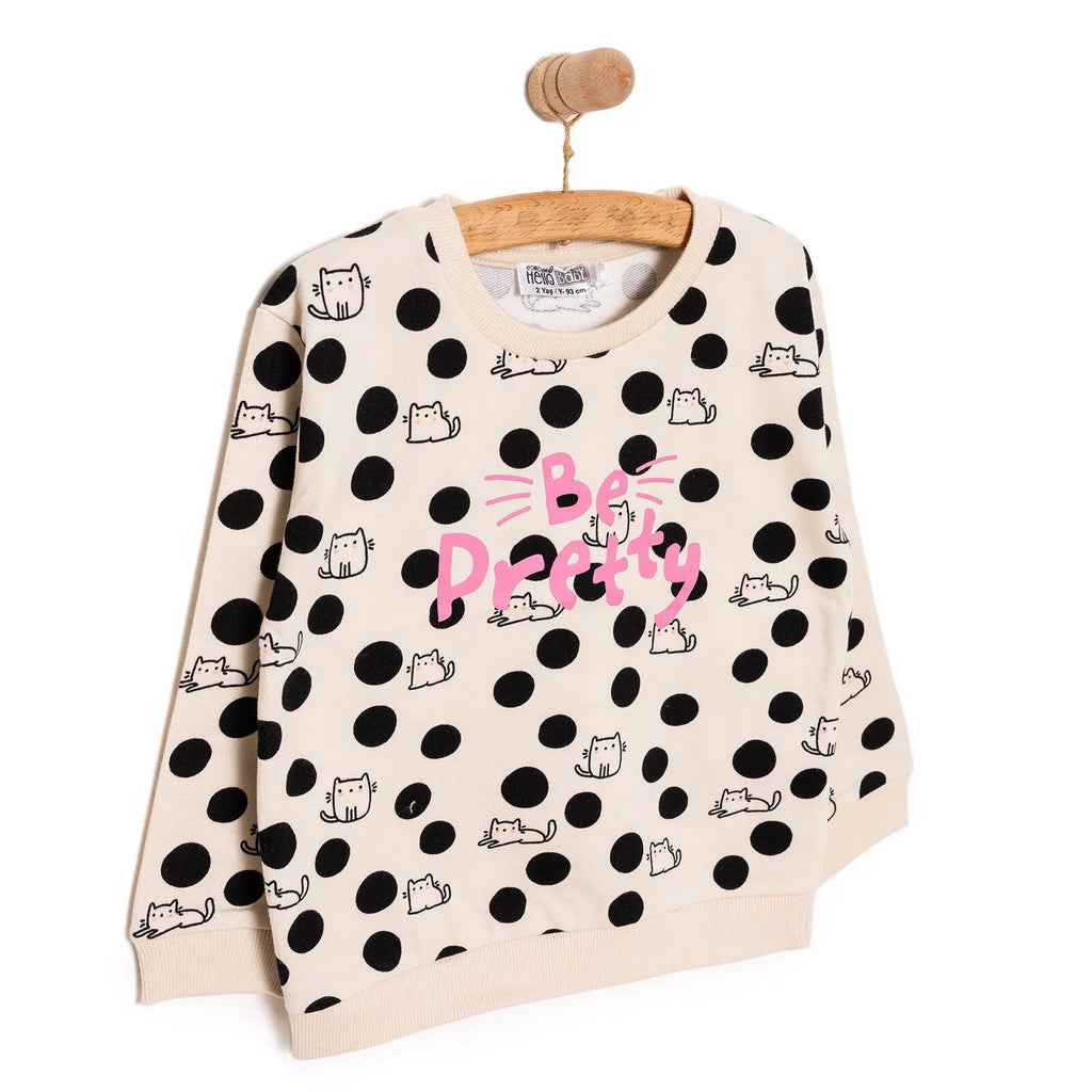 HelloBaby Cat and Polka Dot Brushed Baby Sweatshirt (6 Months to 5 Years)
