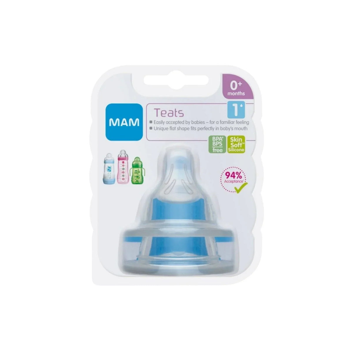MAM SkinSoft Silicone Teat Slow Flow 0+ months Pack of 2