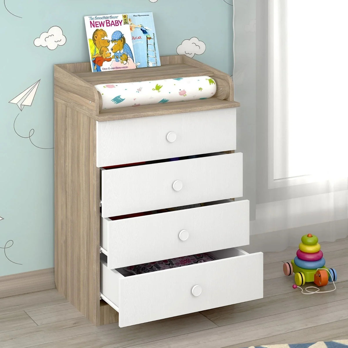 Shefa Kids 600 Changing Dressers - Elm/White
