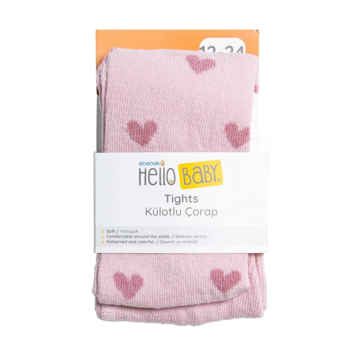HelloBaby Heart Print Baby Tights (6-12 Months to 4-5 Years) - Pink