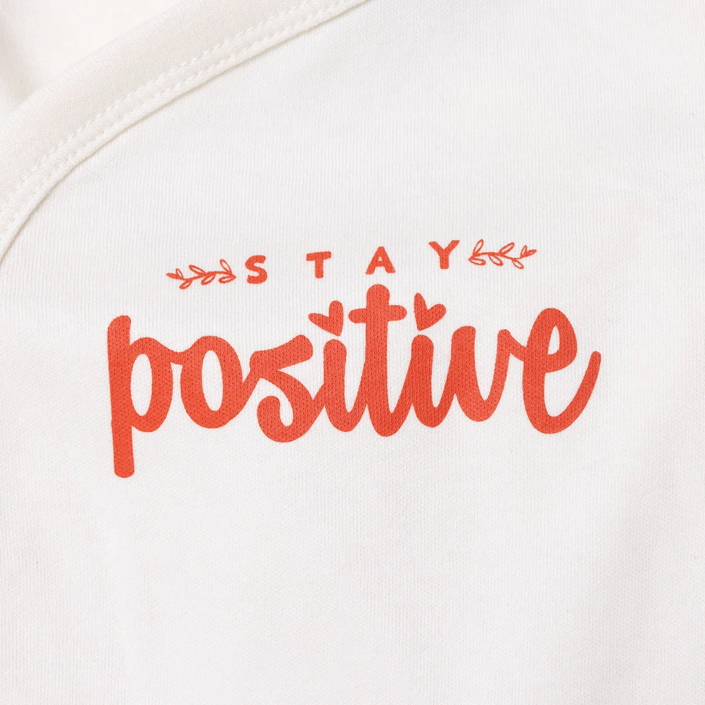 HelloBaby "Stay Positive" Slogan Baby Bodysuit & Footed Bottoms Set (Newborn to 9 Months)