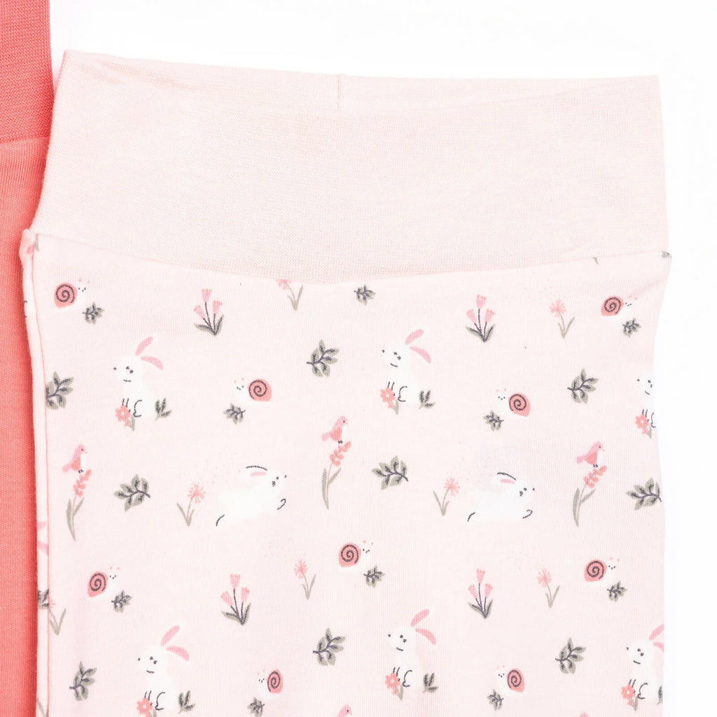 HelloBaby 2 Pack Bunny Print Footless Interlock Baby Bottoms (Newborn to 9 Months)