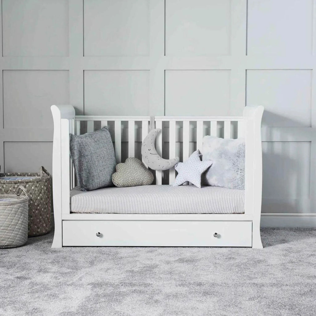 Ickle Bubba Snowdon Mini Cot Bed White - Fibre Mattress