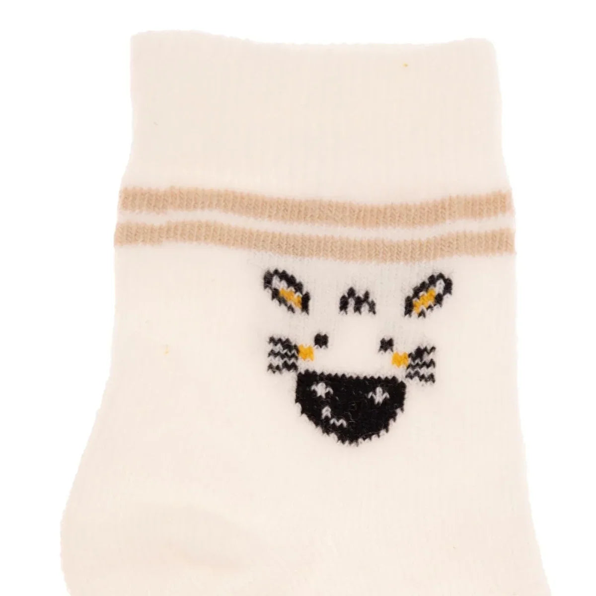 HelloBaby 3 Pack Striped Animal Print Ankle Baby Socks (Newborn to 4-5 Years) - Mustard