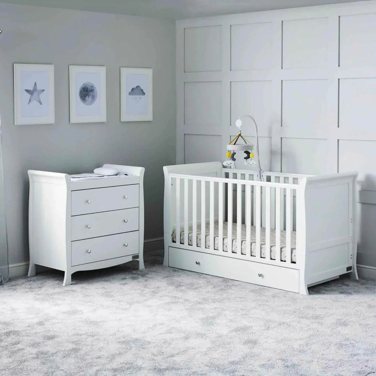 Ickle Bubba Snowdon Classic 2 Piece Furniture Set White - Premium Pocket Sprung Mattress