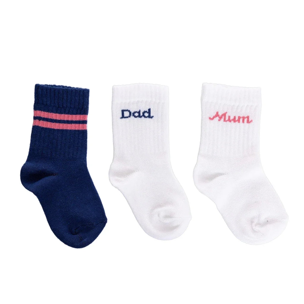 HelloBaby 3 Pack Mummy & Daddy Print Ankle Baby Socks (Newborn to 3-4 Years)