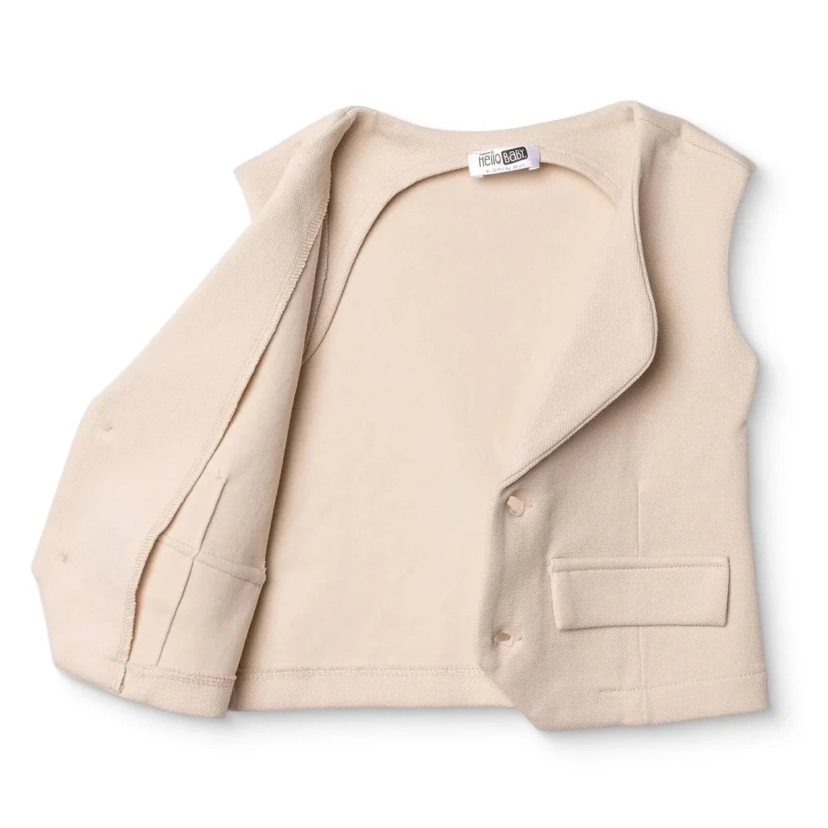 HelloBaby V-Neck Interlock Baby Gilet (6-9 Months to 4-5 Years) - Ecru
