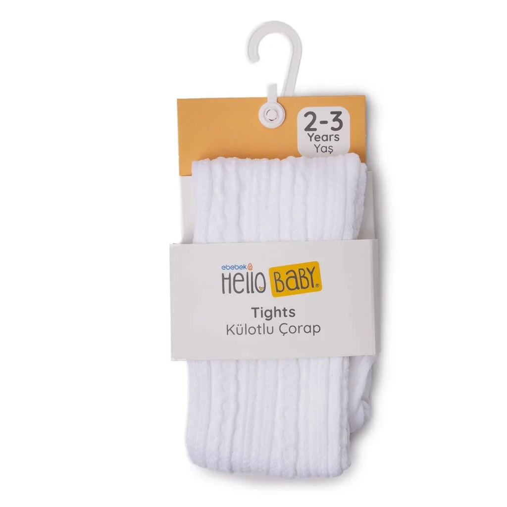 HelloBaby Cable Knit Baby Tights (6-12 Months to 4-5 Years) - White
