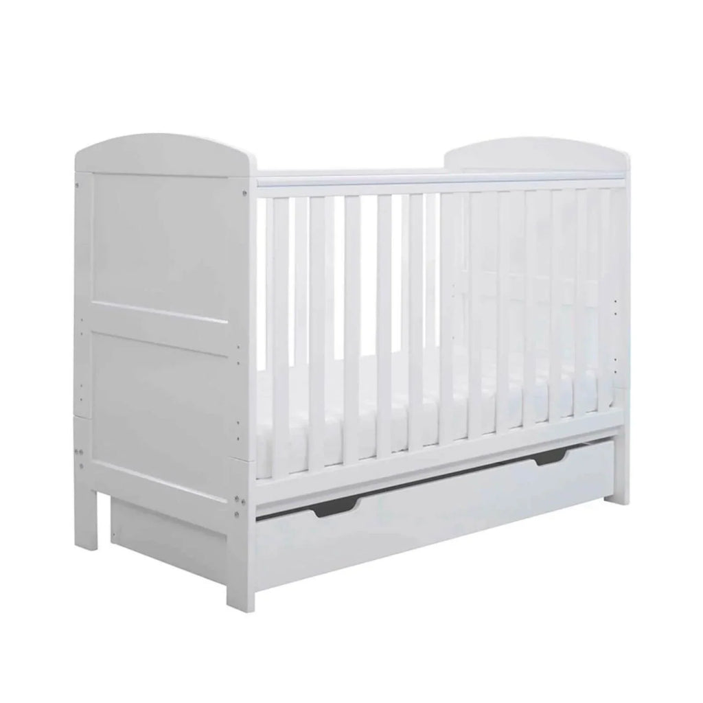 Ickle Bubba Coleby Mini Cot Bed & Under Drawer White - Without Mattress