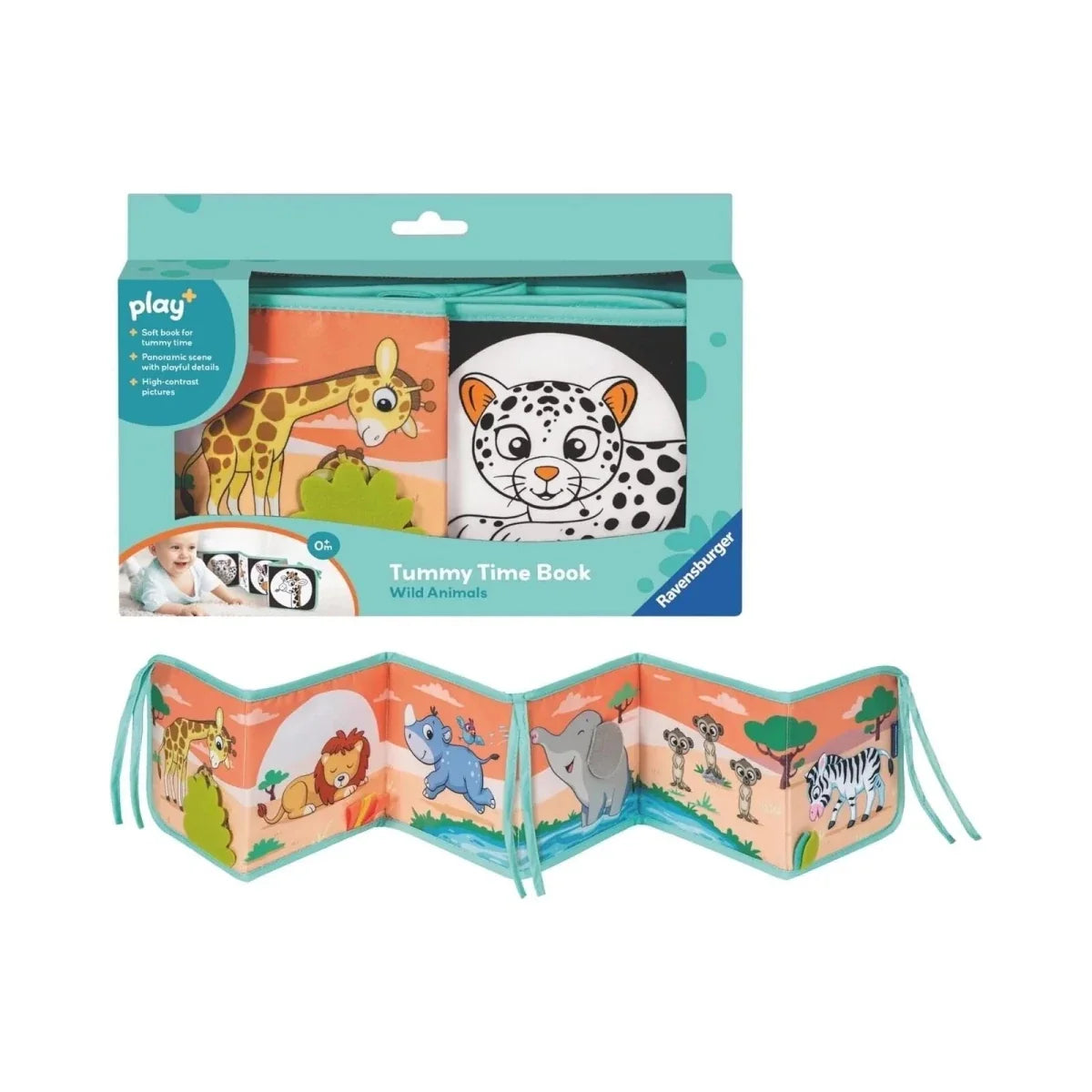 Play+ Tummy Time Wild Animals Book