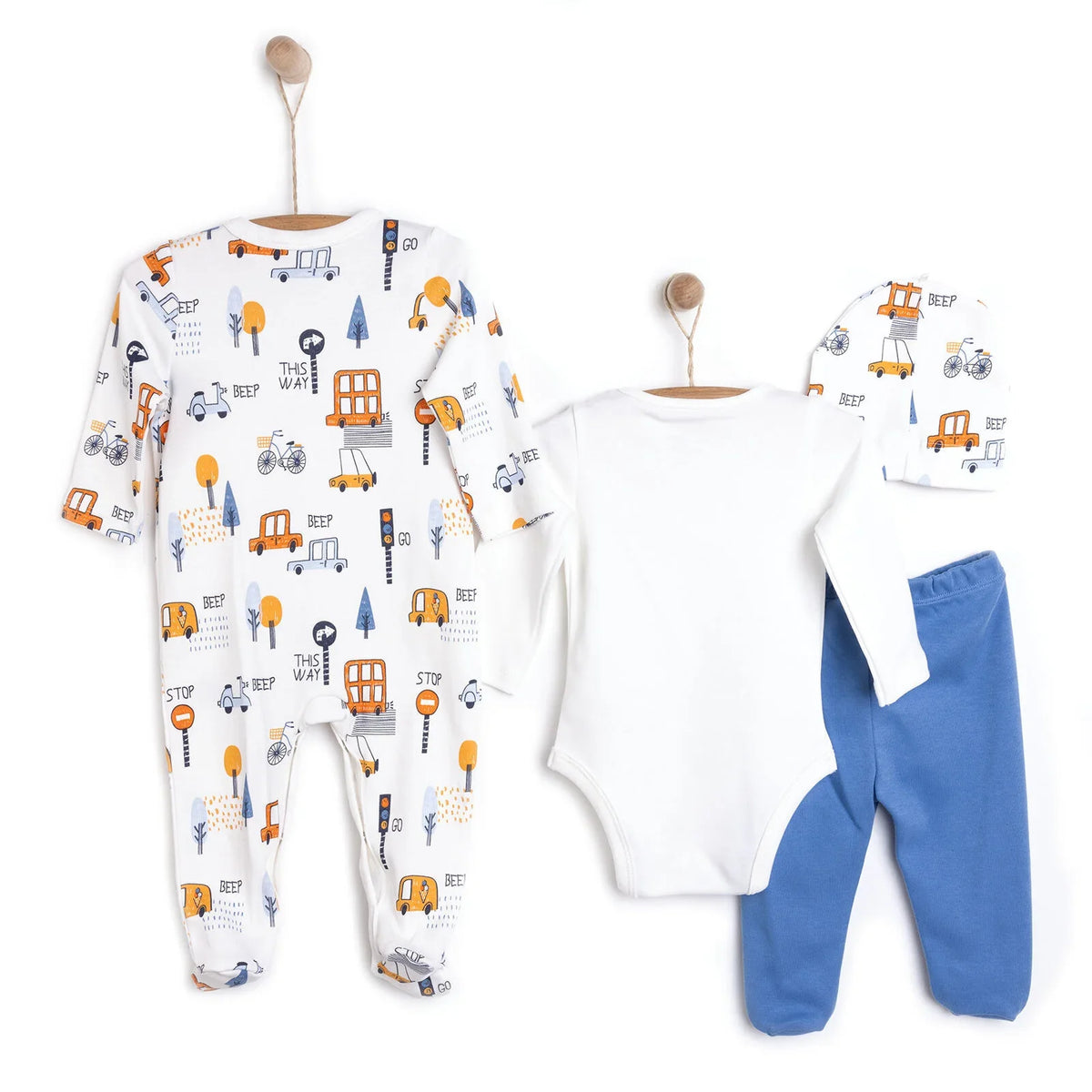 HelloBaby 4 Piece Car Print Baby Hospital Bag Set (Newborn to 9 Months)
