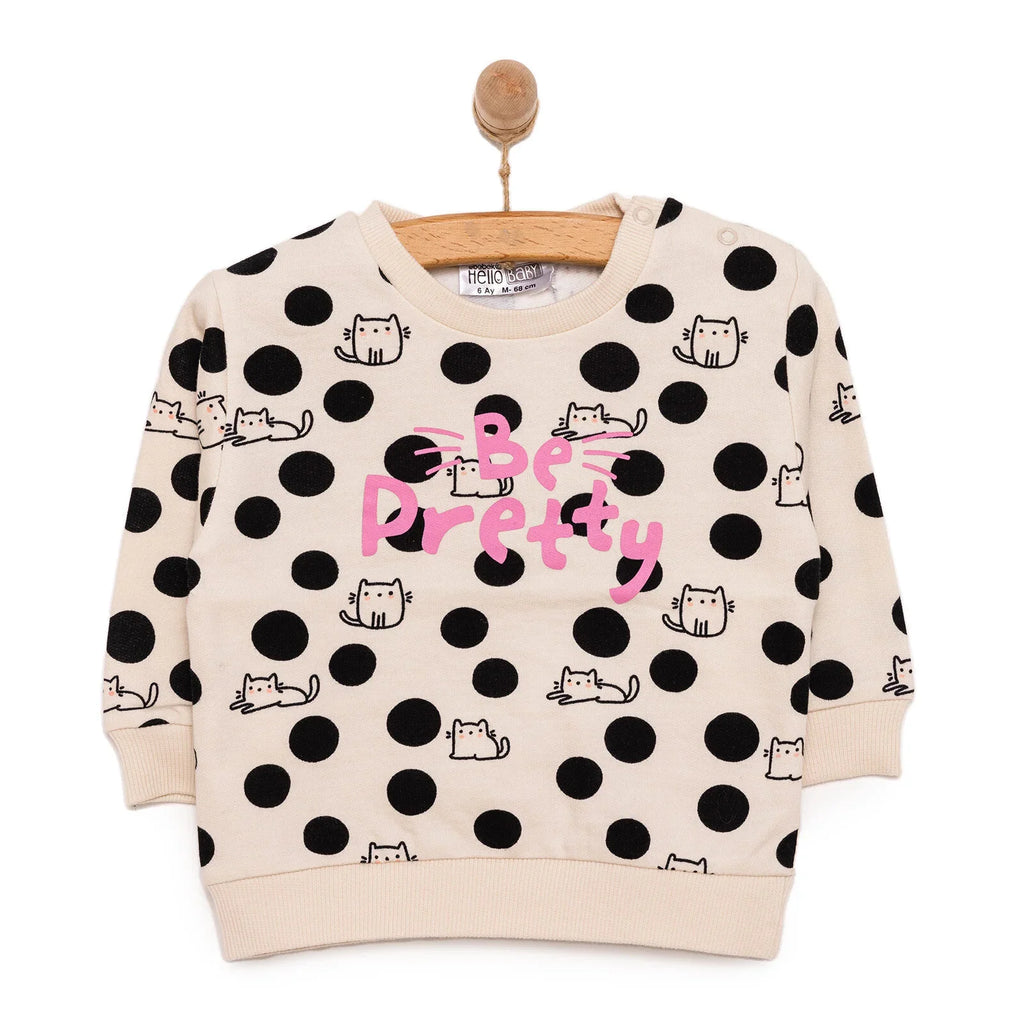 HelloBaby Cat and Polka Dot Brushed Baby Sweatshirt (6 Months to 5 Years)