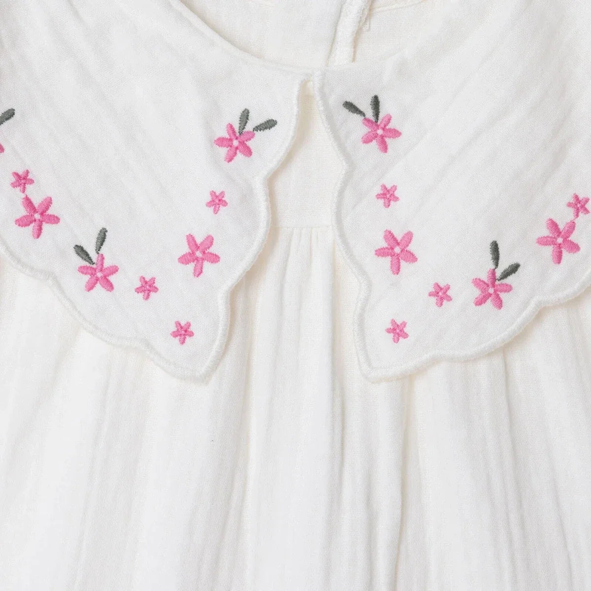 HelloBaby Short Sleeve Muslin Baby Dress (6-9 Months to 4-5 Years) - Ecru