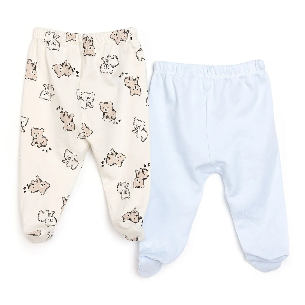HelloBaby Animal 2 Pack Embroidered Footed Baby Bottoms (Newborn to 9 Months)