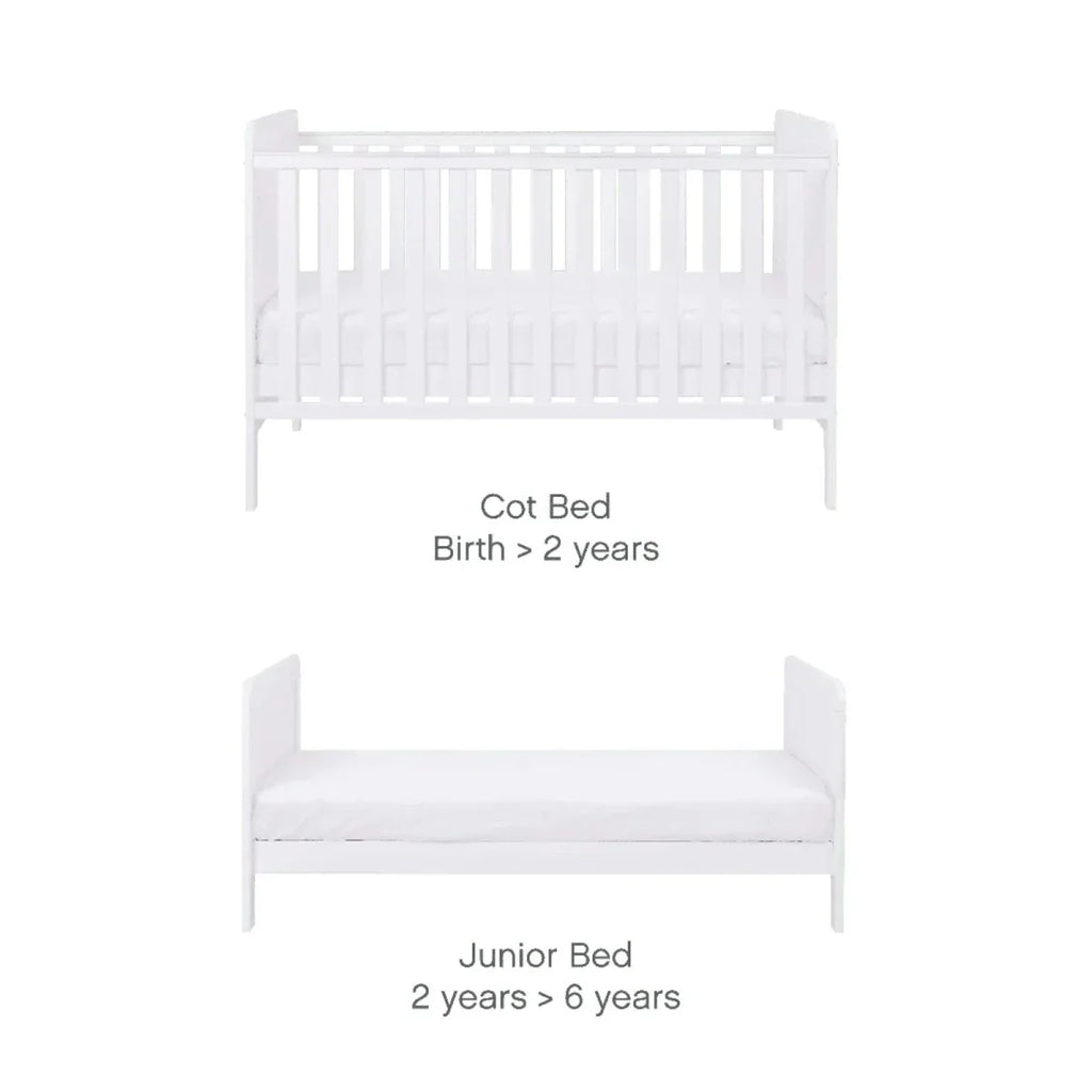 Tutti Bambini Rio Cot Bed with Cot Top Changer & Mattress - White