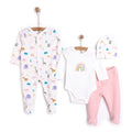HelloBaby 4 Piece Rainbow Print Baby Hospital Bag Set (Newborn to 9 Months)