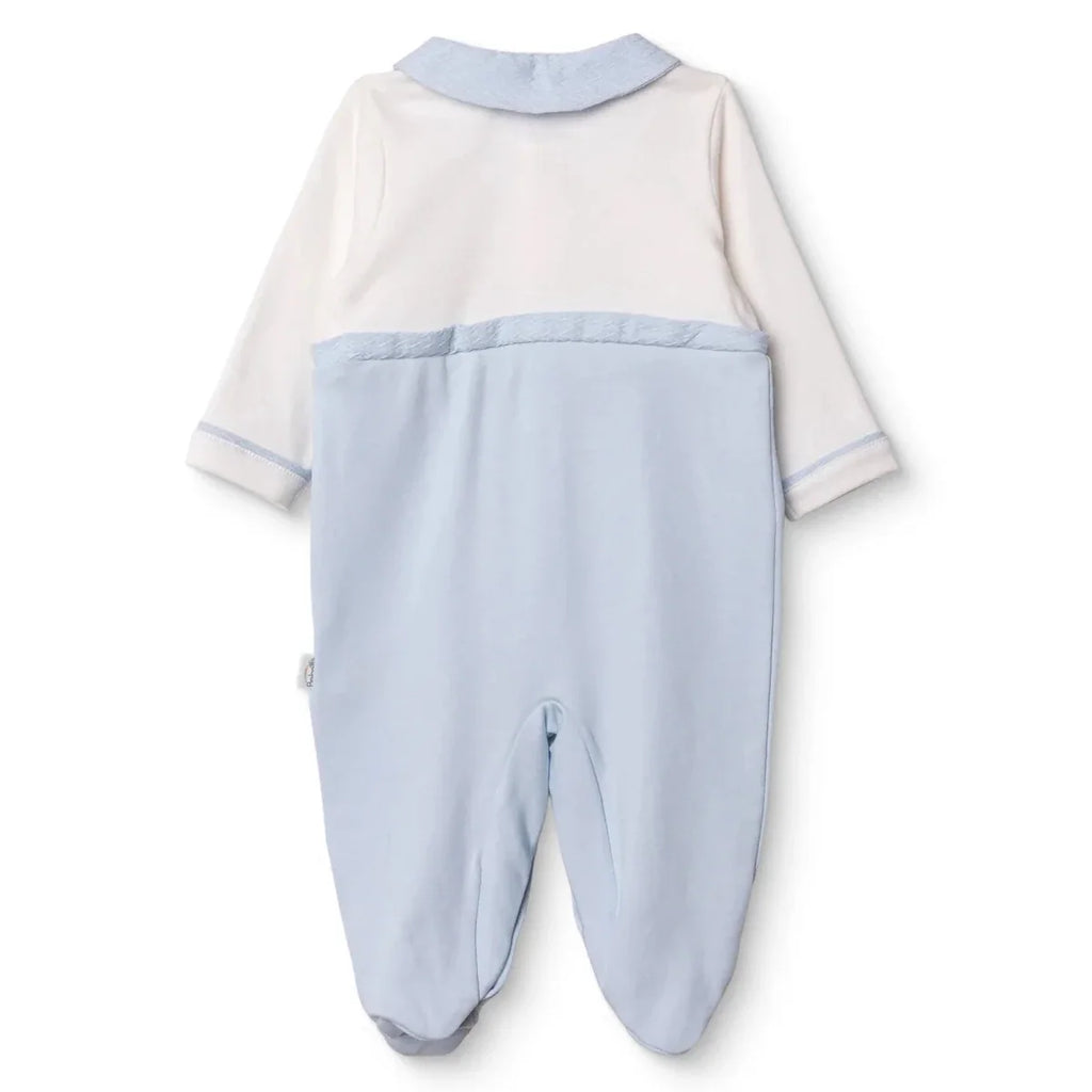 Bebetto "Little Boss" Slogan Buttoned Shirt Collar Footed Baby Sleepsuit (Newborn to 6-9 Months) - Blue