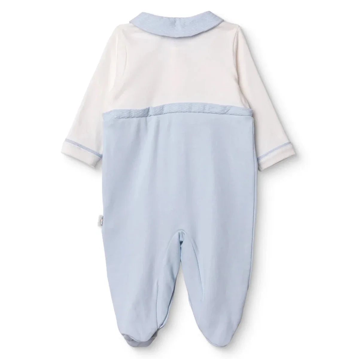 Bebetto "Little Boss" Slogan Buttoned Shirt Collar Footed Baby Sleepsuit (Newborn to 6-9 Months) - Blue