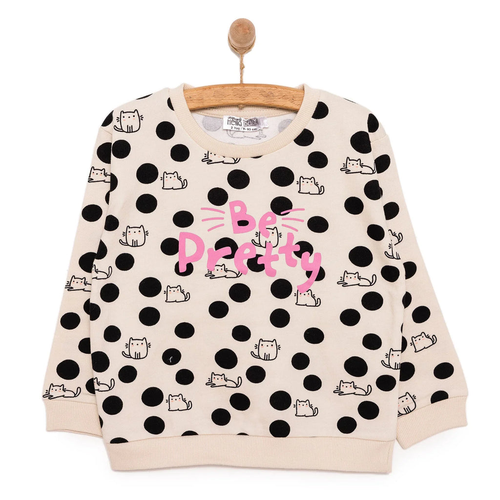 HelloBaby Cat and Polka Dot Brushed Baby Sweatshirt (6 Months to 5 Years)
