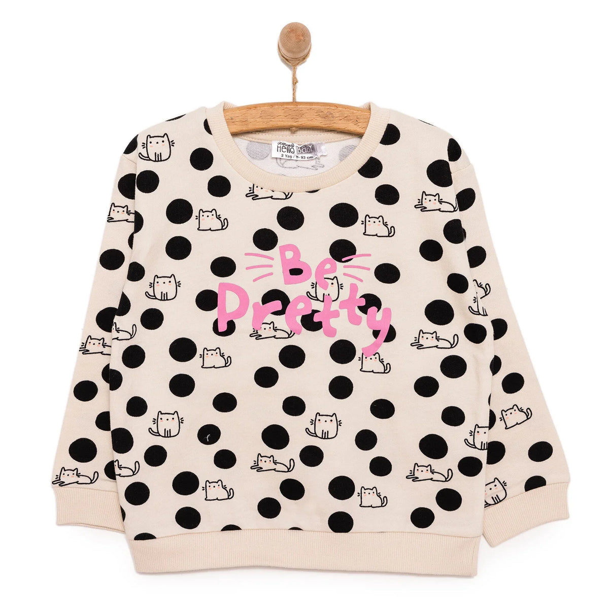 HelloBaby Cat and Polka Dot Brushed Baby Sweatshirt (6 Months to 5 Years)