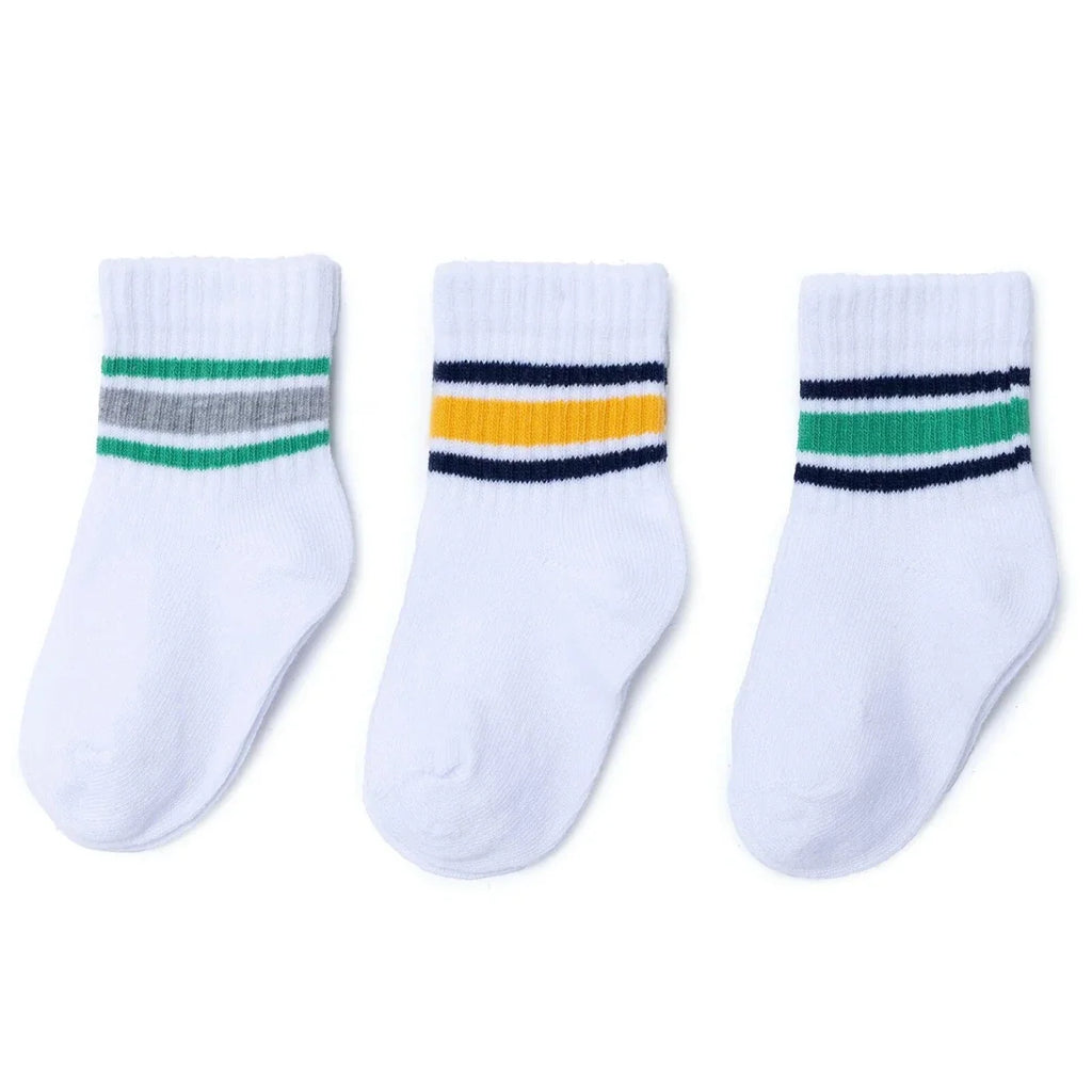 HelloBaby Striped 3 Pack Ankle Baby Socks (Newborn to 4-5 Years) - White