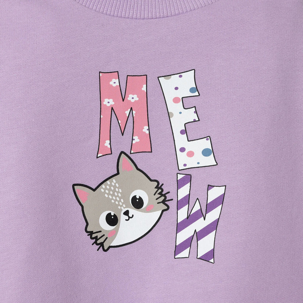 HelloBaby "Meow" Slogan Brushed Loopback Baby Sweatshirt (6 Months to 5 Years)