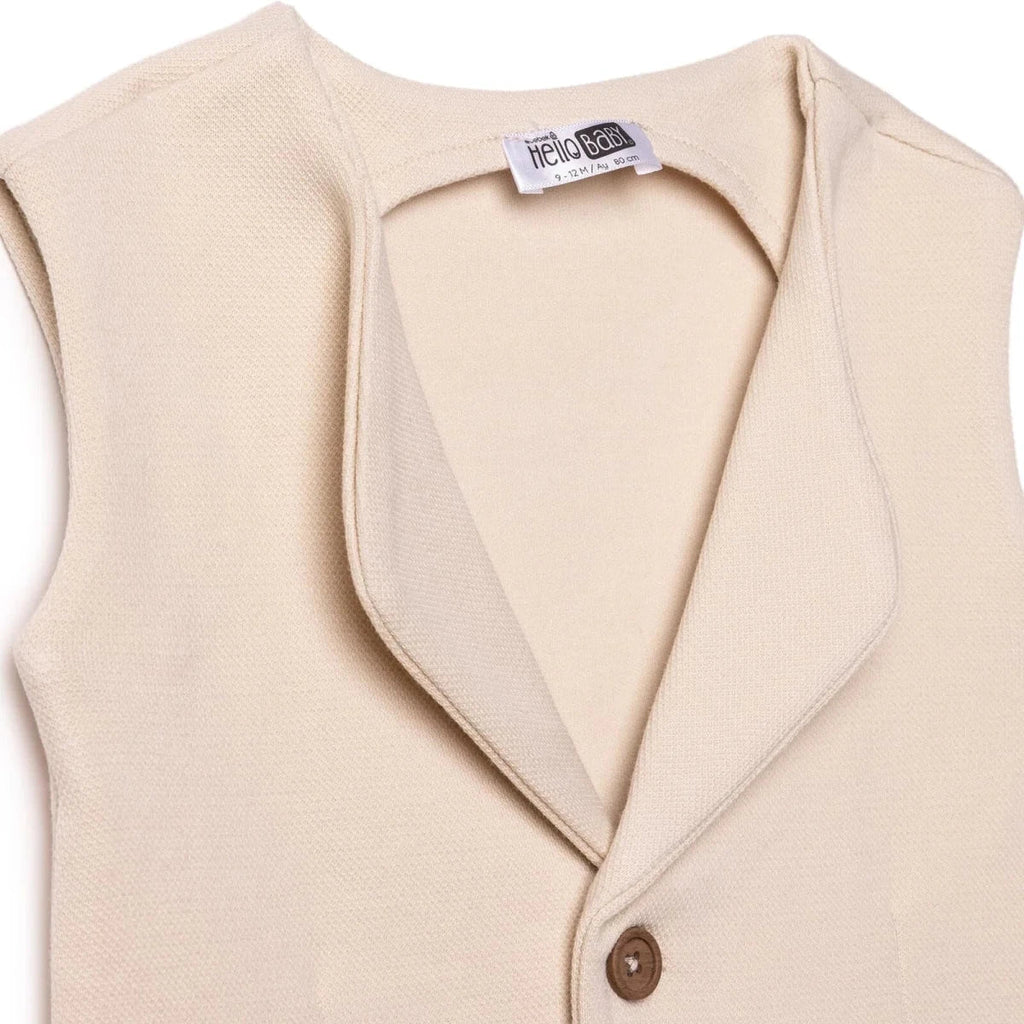 HelloBaby V-Neck Interlock Baby Gilet (6-9 Months to 4-5 Years) - Ecru