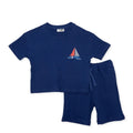 HelloBaby Short Sleeve Waffle Baby T-Shirt & Shorts Set (6-9 Months to 4-5 Years) - Navy Blue