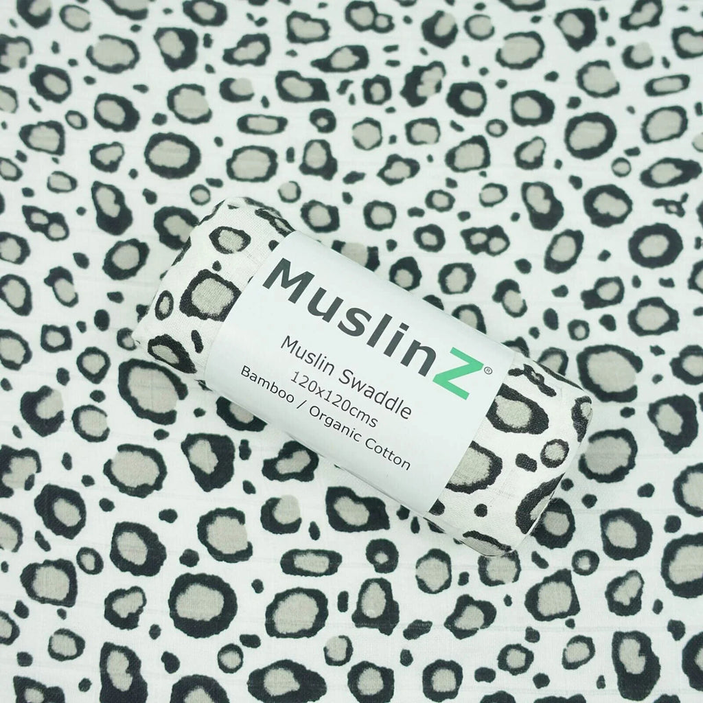 MuslinZ Bamboo/Organic Cotton Muslin Swaddle 120x120cm - Leopard