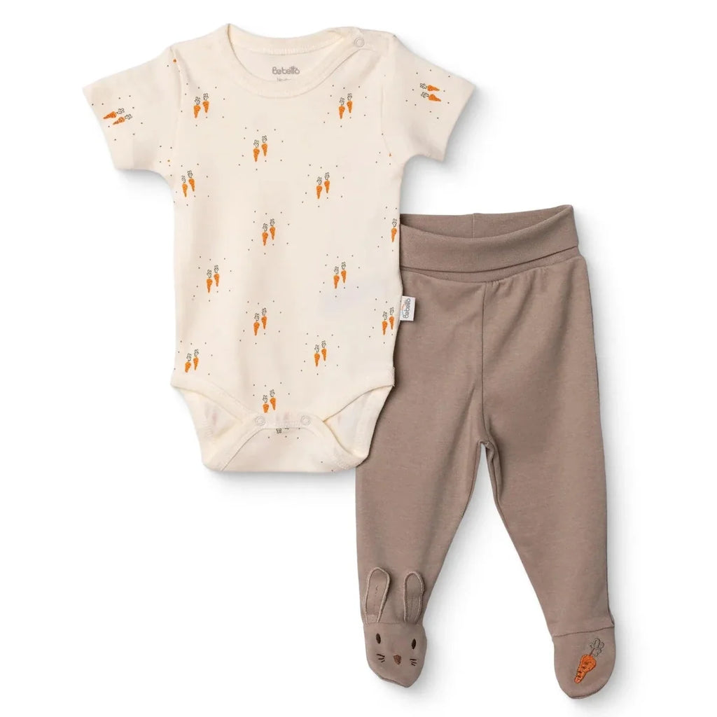 Bebetto Jacquard Knit Baby Bodysuit & Footed Bottoms Set (Newborn to 6-9 Months) - Brown