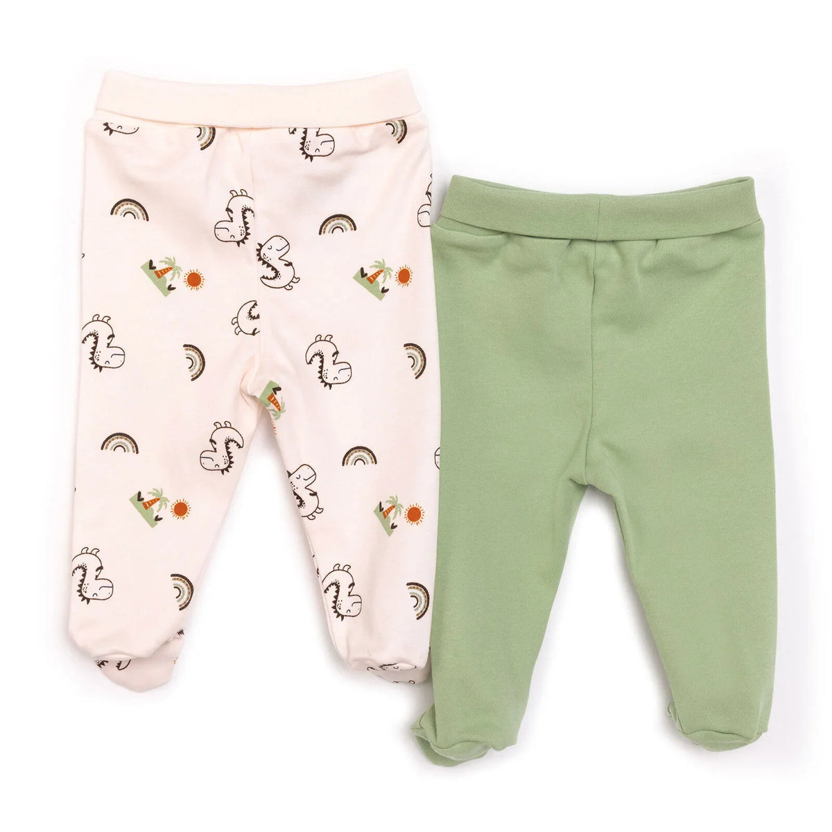 HelloBaby 2 Pack Footed Interlock Baby Bottoms (Newborn to 9 Months)