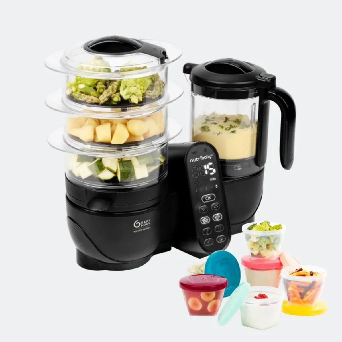 Babymoov Nutribaby (+) XL 6-in-1 Baby Food Maker - Black Edition