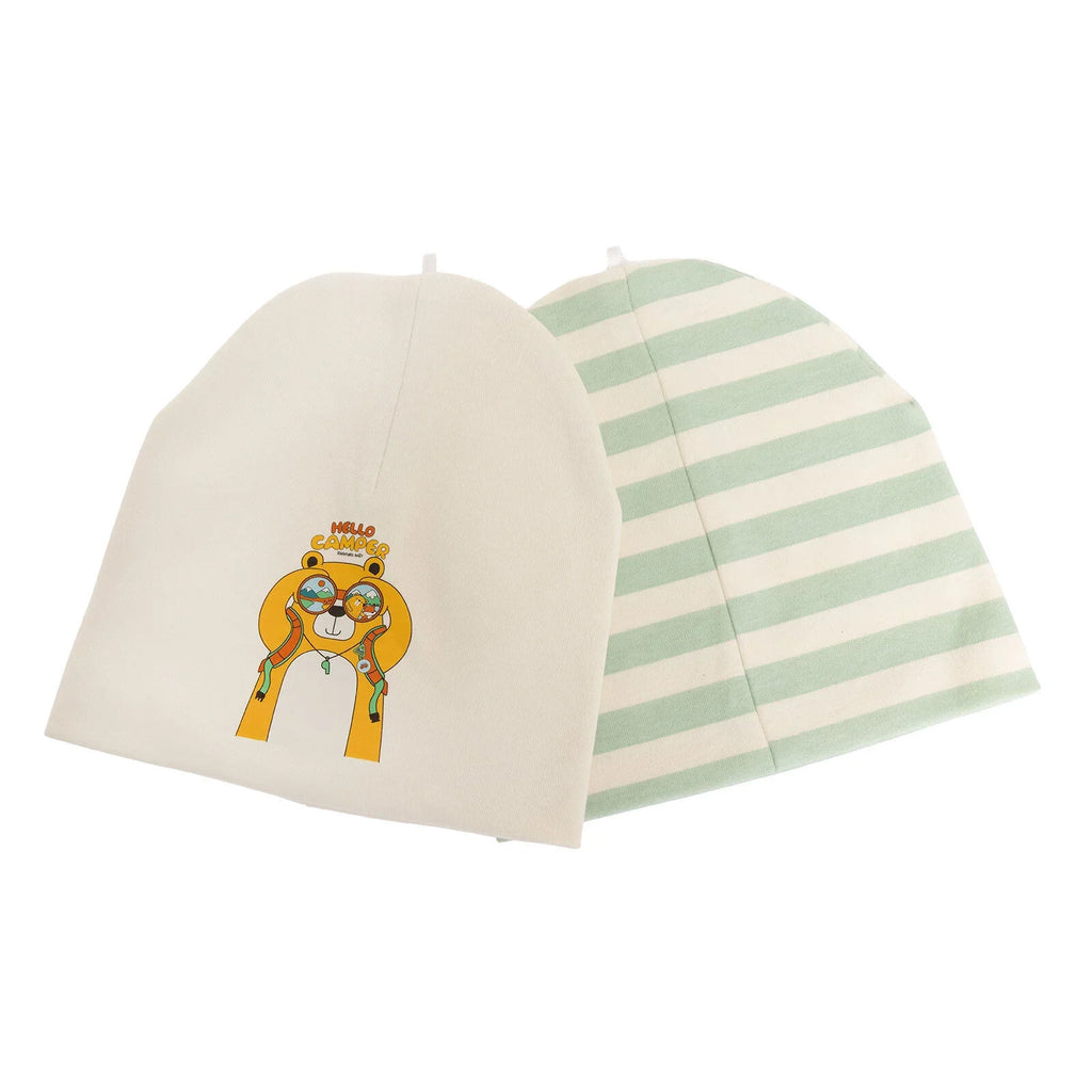 Little Plane Hello Camper Slogan 2 Pack Knitted Baby Beanies (12 Months to 3 Years)