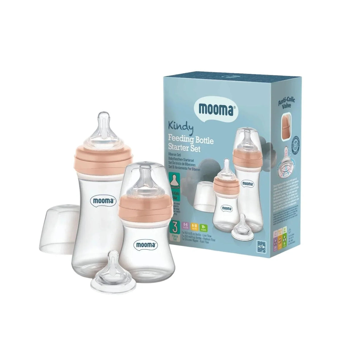 Mooma Kindy Feeding Bottle Starter Set - Old Rose
