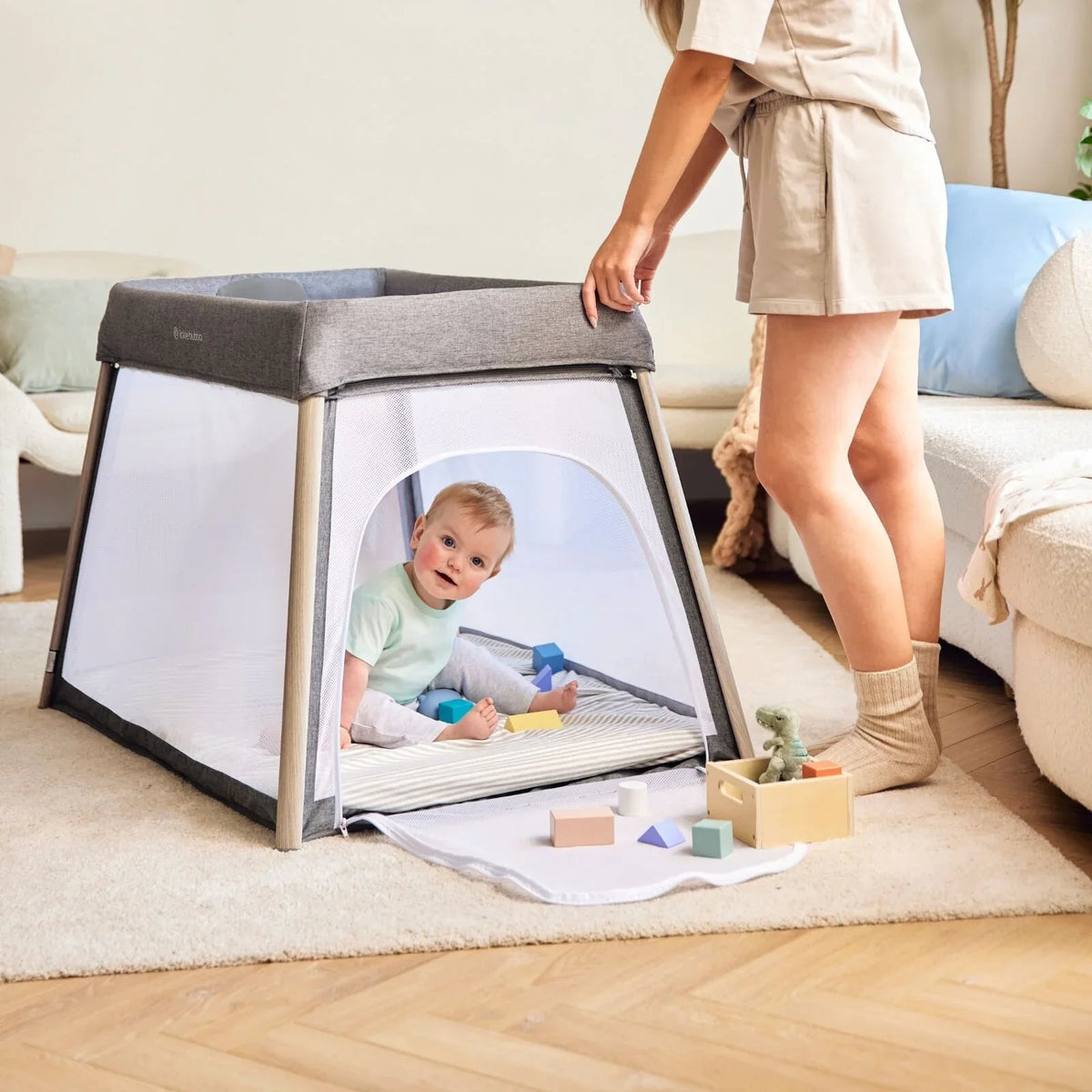 Ickle Bubba Scout 3-in-1 Travel Crib Cot & Playpen - Ash Grey