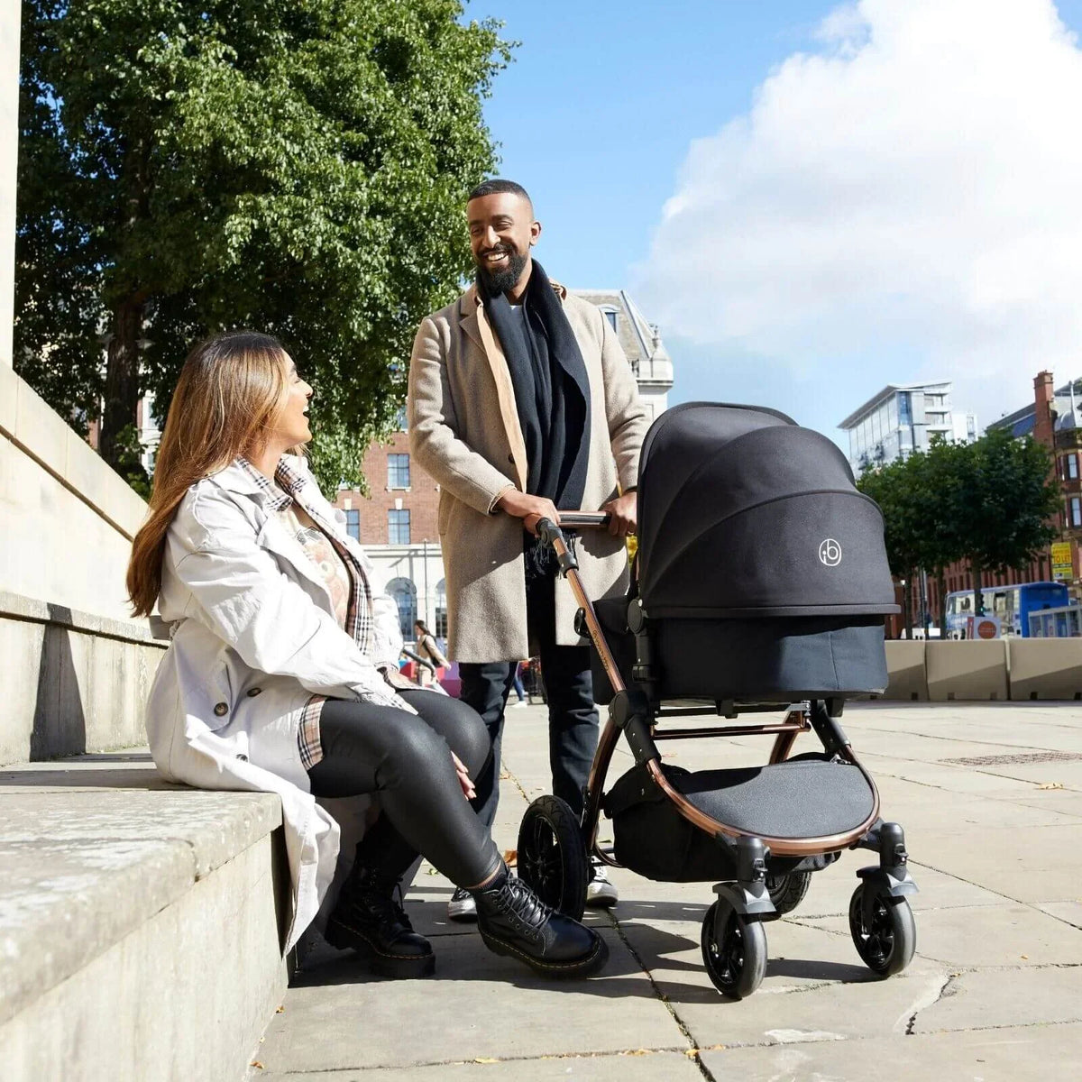 Ickle Bubba Stomp Luxe 2 in 1 Pushchair & Carrycot - Black/Midnight/Tan