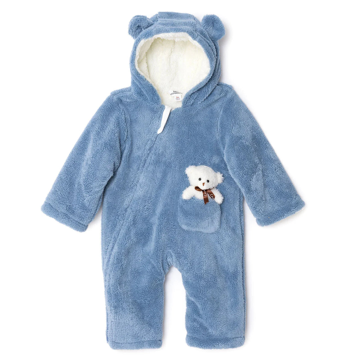 Midimod Crew Neck Fleece Footless Baby Pramsuit (3 Months to 12 Months)