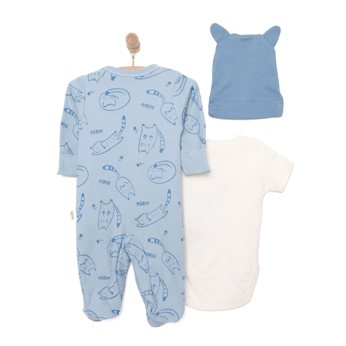 Bebetto Car Print Baby Bodysuit, Hat & Footed Sleepsuit Set (Newborn to 3 Months)