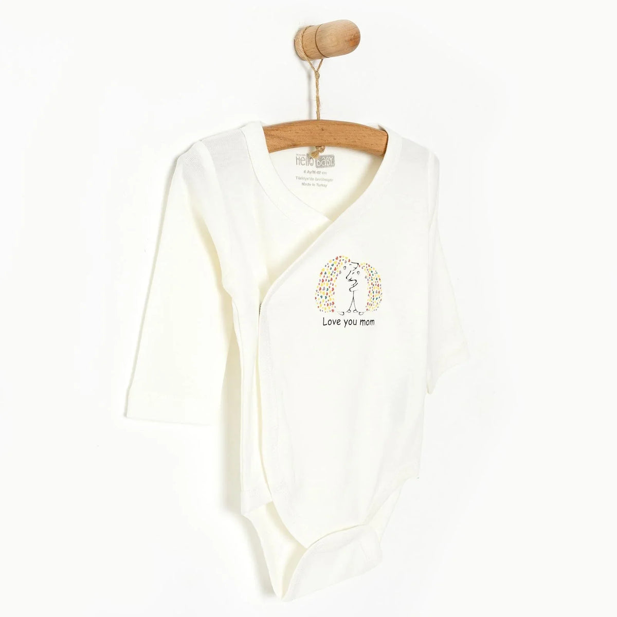 HelloBaby Envelope Neck Long Sleeve Baby Bodysuit (Newborn to 9 Months)