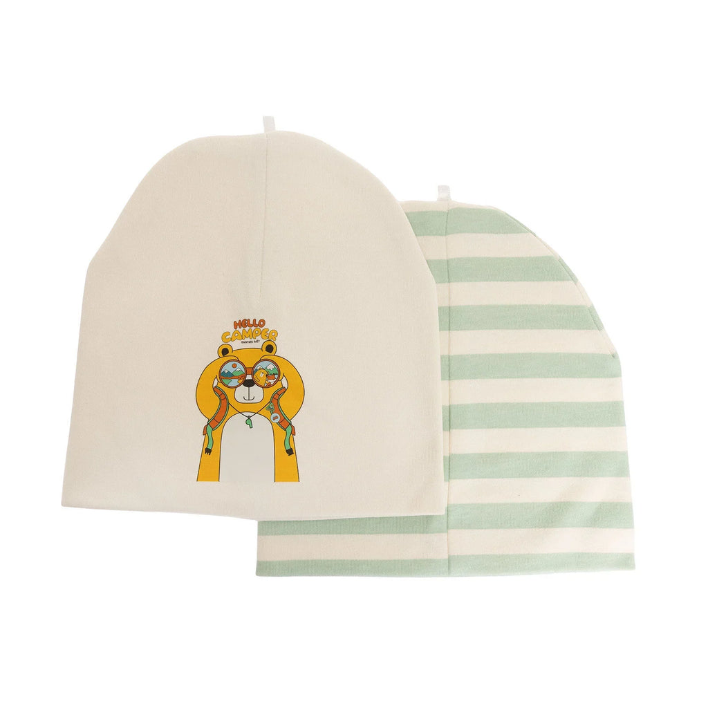 Little Plane Hello Camper Slogan 2 Pack Knitted Baby Beanies (12 Months to 3 Years)