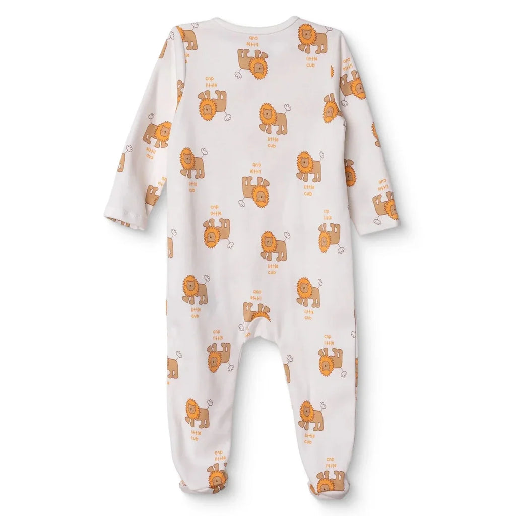 HelloBaby Lion Print Crew Neck Long Sleeve Baby Sleepsuit with Feet (Newborn to 6-9 Months) - Beige