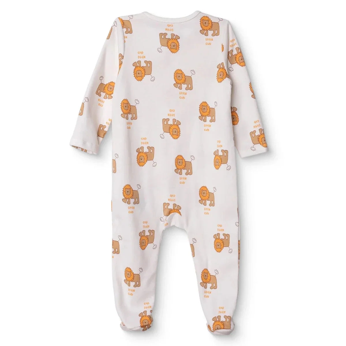 HelloBaby Lion Print Crew Neck Long Sleeve Baby Sleepsuit with Feet (Newborn to 6-9 Months) - Beige