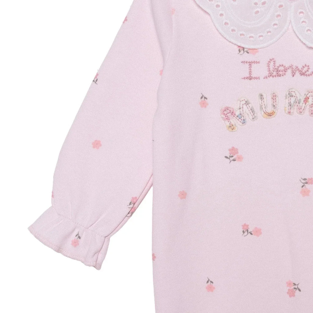 HelloBaby Floral Print Lace Collar Footed Baby Sleepsuit (Newborn to 6-9 Months) - Pink